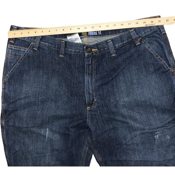 Carhartt Relaxed Fit Dark Wash Work Jeans 44X30 - Picture 2 of 6